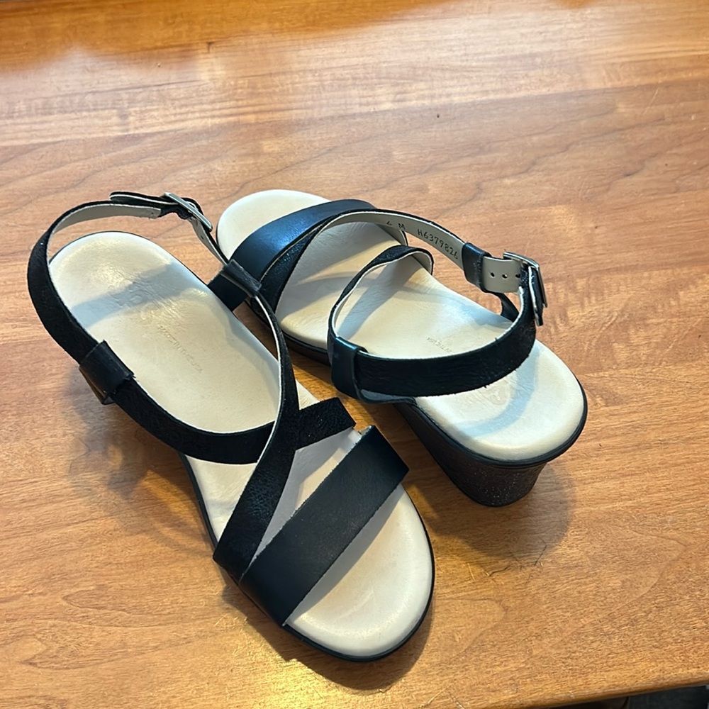 SAS  Wedge Sandals  Size 6M  Black w/ 3” Heel